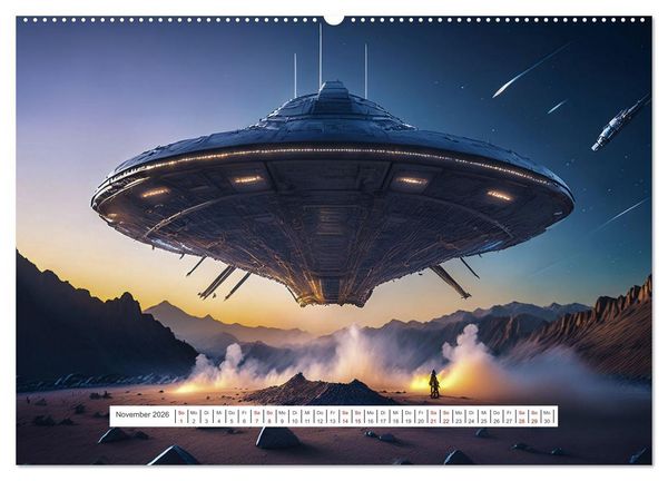 Produktbild: Fliegende Untertasse - Die gro&szlig;e Fantasiereise (Wandkalender 2026 DIN A2 quer), CALVENDO Monatskalender