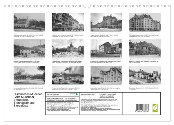 Produktbild: Historisches M&uuml;nchen - Alte M&uuml;nchner Brauereien, Brauh&auml;user und Bierpal&auml;ste (Wandkalender 2026 DIN A3 quer), CALVENDO Monatskalender