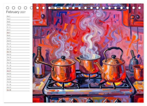 Produktbild: Painted Kitchen Moments - Twelve expressive interiors (Desk Calendar 2027 DIN A5 landscape), CALVENDO 12 Month DeskCalendar