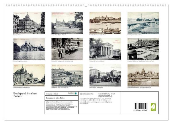 Produktbild: Budapest: in alten Zeiten (hochwertiger Premium Wandkalender 2027 DIN A2 quer), Kunstdruck in Hochglanz