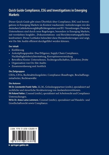 Produktbild: Quick Guide Compliance, ESG und Investigations in Emerging Markets