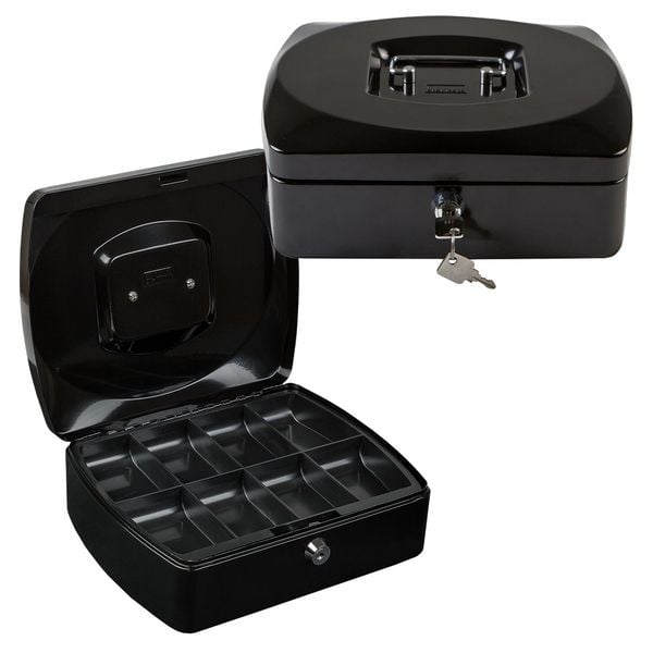 Idena Geldkassette Größe 8 aus Metall 8 Fächer schwarz 20,5x16x9cm