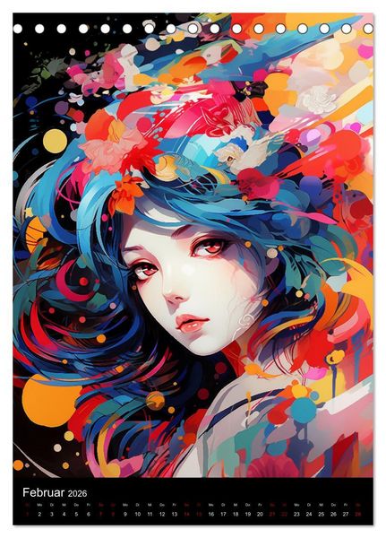 Produktbild: Manga Flower Girls (Tischkalender 2026 DIN A5 hoch), CALVENDO Monatskalender