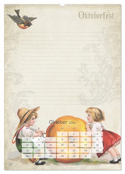 Produktbild: Nostalgie-Jahr, Motive aus alten Poesiealben (hochwertiger Premium Wandkalender 2026 DIN A2 hoch), Kunstdruck in Hochglanz