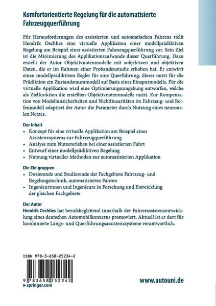 Produktbild: Komfortorientierte Regelung f&uuml;r die automatisierte Fahrzeugquerf&uuml;hrung