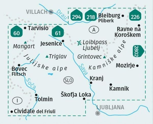 Produktbild: KOMPASS Wanderkarte 2801 Julische Alpen/Julijske alpe, Steiner Alpen/Kamniske alpe 1:75.000