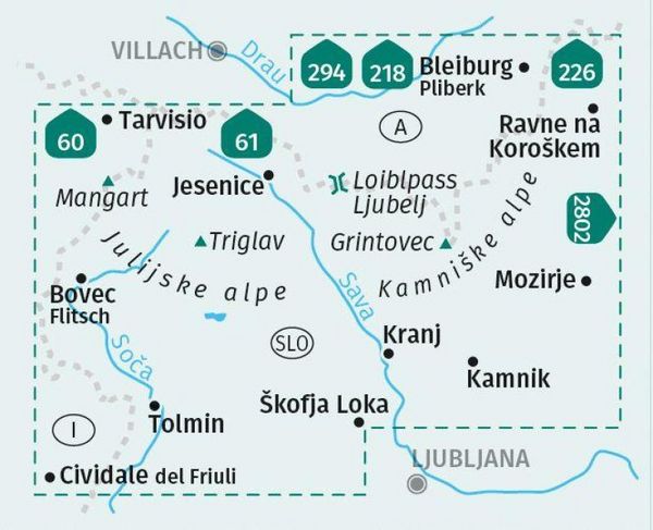 Produktbild: KOMPASS Wanderkarte 2801 Julische Alpen/Julijske alpe, Steiner Alpen/Kamniske alpe 1:75.000