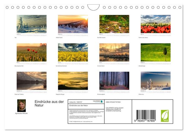 Produktbild: Eindr&uuml;cke aus der Natur (Wandkalender 2026 DIN A4 quer), CALVENDO Monatskalender