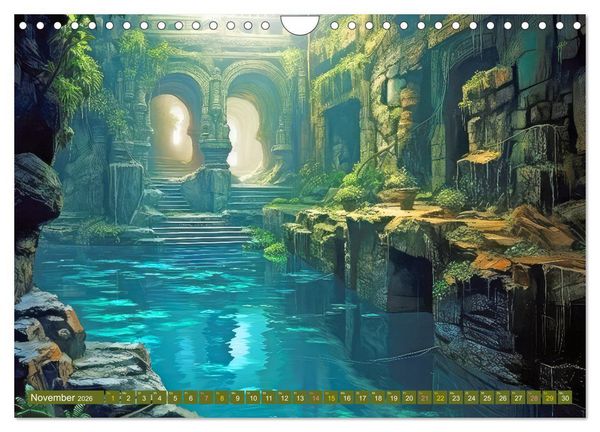 Produktbild: Ruinen versunkener Kulturen - Fantasiebilder (Wandkalender 2026 DIN A4 quer), CALVENDO Monatskalender