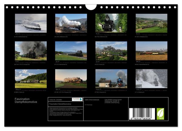 Produktbild: Faszination Dampflokomotive (Wandkalender 2026 DIN A4 quer), CALVENDO Monatskalender