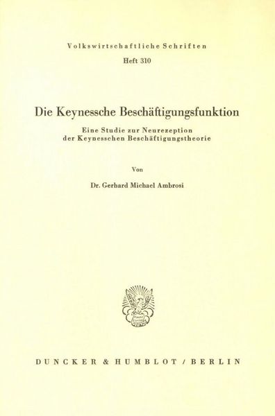 Produktbild: Die Keynessche Besch&auml;ftigungsfunktion.