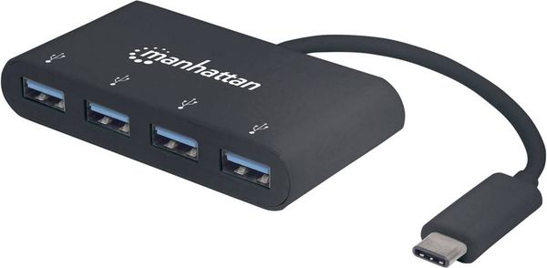 Manhattan 4 Port USB 3.2 Gen 1-Hub (USB 3.0) mit USB-C® Stecker Schwarz