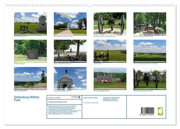 Produktbild: Gettysburg Military Park (hochwertiger Premium Wandkalender 2026 DIN A2 quer), Kunstdruck in Hochglanz