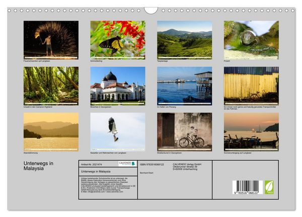 Produktbild: Unterwegs in Malaysia (Wandkalender 2026 DIN A3 quer), CALVENDO Monatskalender