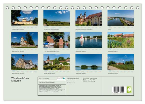 Produktbild: Wundersch&ouml;nes Masuren (Tischkalender 2026 DIN A5 quer), CALVENDO Monatskalender