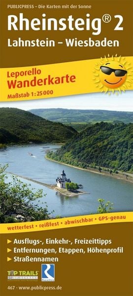 Produktbild: Wanderkarte Rheinsteig 02. Lahnstein - Wiesbaden 1 : 25 000
