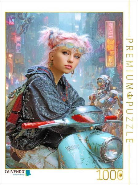 CALVENDO Puzzle Cyberpunk Neonwelt | 1000 Teile Lege-Größe 64x48cm Foto-Puzzle für glückliche Stunden