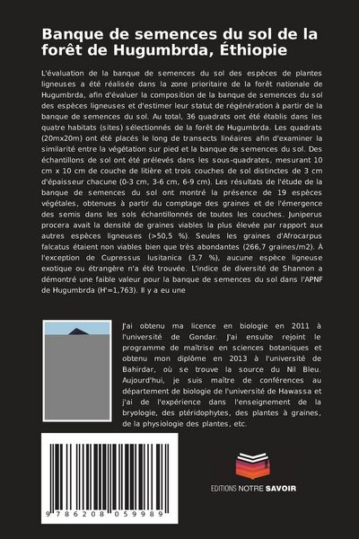 Produktbild: Banque de semences du sol de la for&ecirc;t de Hugumbrda, &Eacute;thiopie