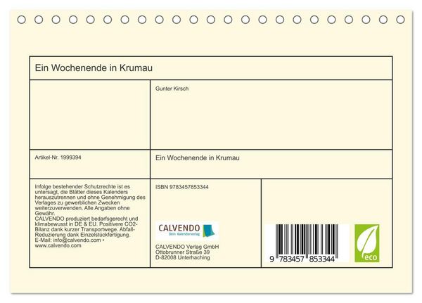 Produktbild: Ein Wochenende in Krumau (Tischkalender 2026 DIN A5 quer), CALVENDO Monatskalender