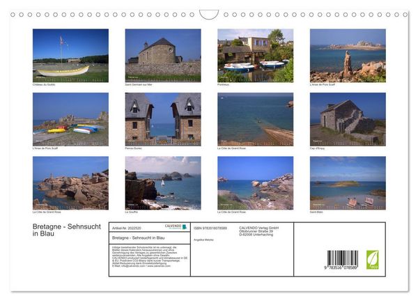 Produktbild: Bretagne - Sehnsucht in Blau (Wandkalender 2026 DIN A3 quer), CALVENDO Monatskalender