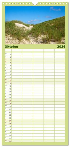 Produktbild: Familienplaner 2026 - D&auml;nemarks Nordseek&uuml;ste mit 5 Spalten (Wandkalender, 21 x 45 cm) CALVENDO