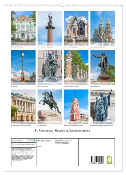Produktbild: St. Petersburg - Russische Ostseemetropole (hochwertiger Premium Wandkalender 2026 DIN A2 hoch), Kunstdruck in Hochglanz