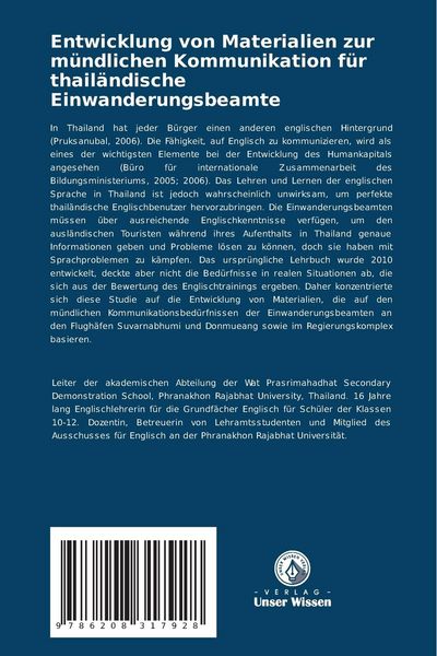 Produktbild: Entwicklung von Materialien zur m&uuml;ndlichen Kommunikation f&uuml;r thail&auml;ndische Einwanderungsbeamte