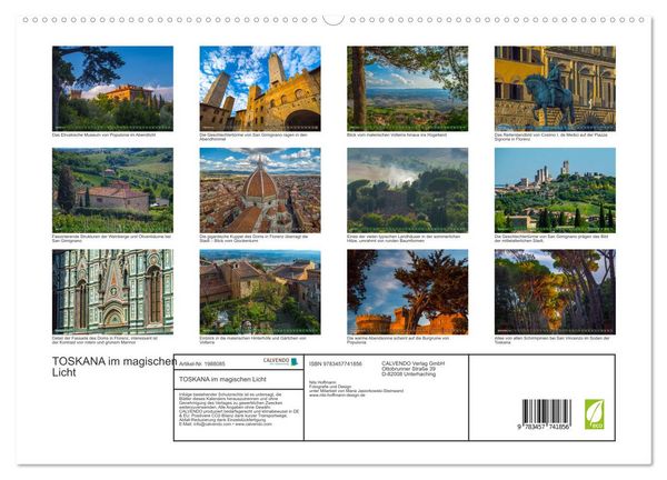Produktbild: TOSKANA im magischen Licht (hochwertiger Premium Wandkalender 2026 DIN A2 quer), Kunstdruck in Hochglanz