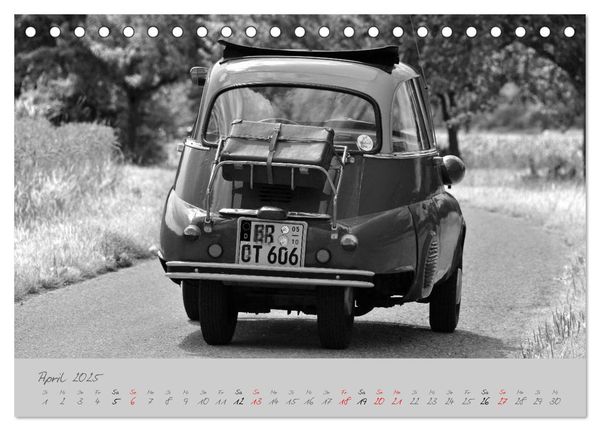 Produktbild: BMW Isetta 300 in schwarzwei&szlig; (Tischkalender 2025 DIN A5 quer), CALVENDO Monatskalender