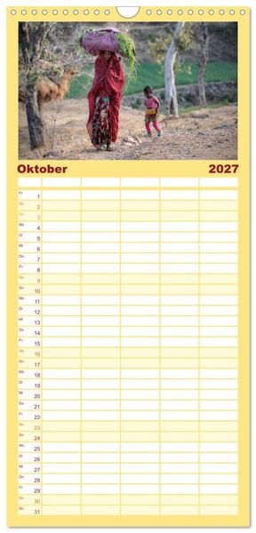 Produktbild: Familienplaner 2027 - Indiens Gesichter mit 5 Spalten (Wandkalender, 21 x 45 cm) CALVENDO