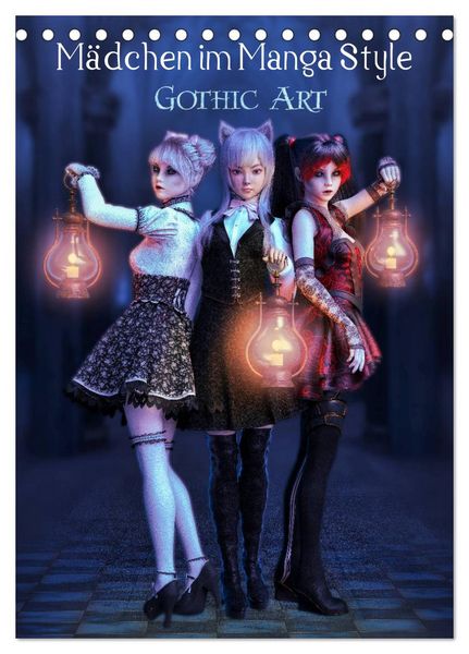 Produktbild: M&auml;dchen im Manga Style (Gothic Art) (Tischkalender 2026 DIN A5 hoch), CALVENDO Monatskalender