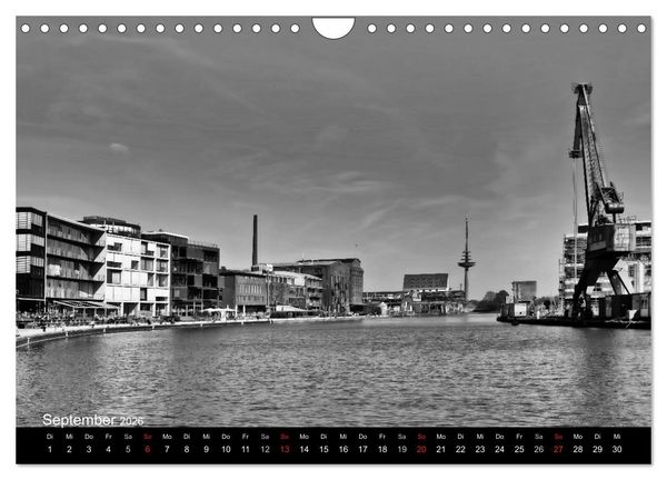 Produktbild: M&uuml;nster in schwarz-wei&szlig; gesehen (Wandkalender 2026 DIN A4 quer), CALVENDO Monatskalender