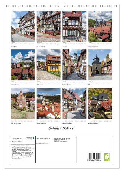 Produktbild: Stolberg im S&uuml;dharz (Wandkalender 2026 DIN A3 hoch), CALVENDO Monatskalender