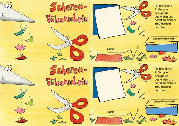 Produktbild: Scheren-F&uuml;hrerschein - Klassensatz F&uuml;hrerscheine