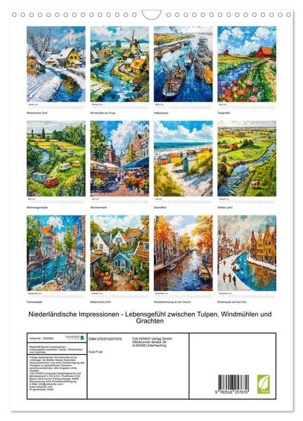 Produktbild: Niederl&auml;ndische Impressionen - Lebensgef&uuml;hl zwischen Tulpen, Windm&uuml;hlen und Grachten (Wandkalender 2026 DIN A3 hoch), CALVENDO Monatskalender