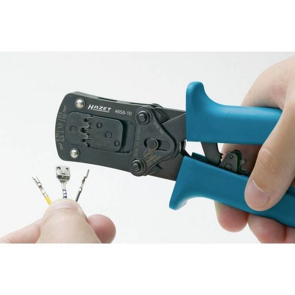 Produktbild: Hazet 4658-10 Crimpzange Unisolierte Kabel- und Kontaktverbindungen 0.35 bis 1.5mm&sup2;