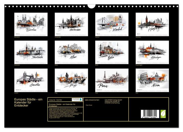 Produktbild: Europas St&auml;dte - ein Kalender f&uuml;r Entdecker (Wandkalender 2026 DIN A3 quer), CALVENDO Monatskalender