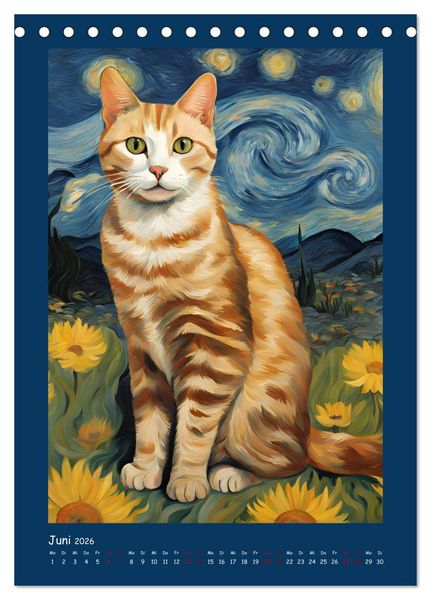 Produktbild: Katzen im Farbenspiel (Tischkalender 2026 DIN A5 hoch), CALVENDO Monatskalender