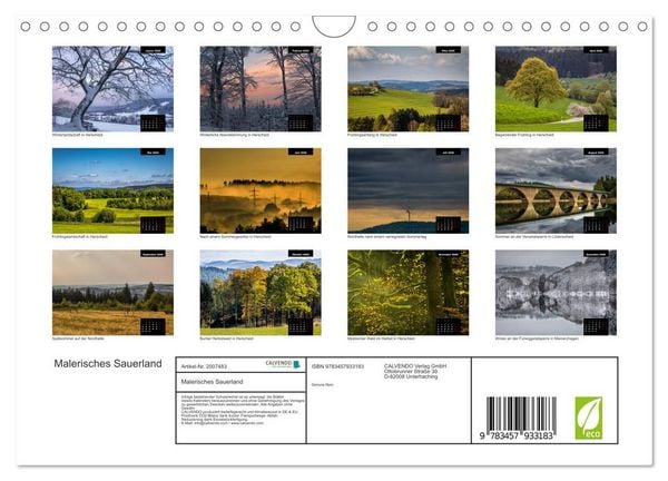 Produktbild: Malerisches Sauerland (Wandkalender 2026 DIN A4 quer), CALVENDO Monatskalender
