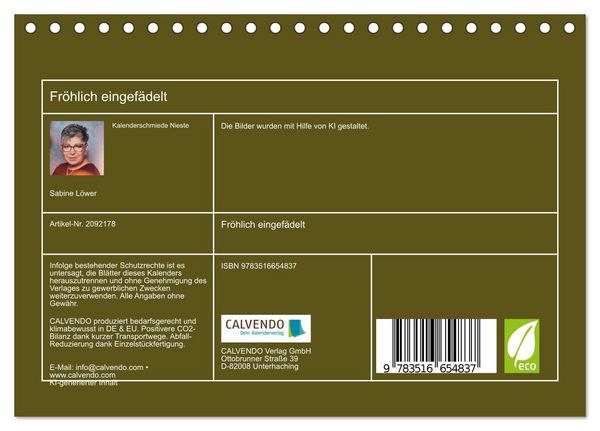Produktbild: Fr&ouml;hlich eingef&auml;delt (Tischkalender 2026 DIN A5 quer), CALVENDO Monatskalender