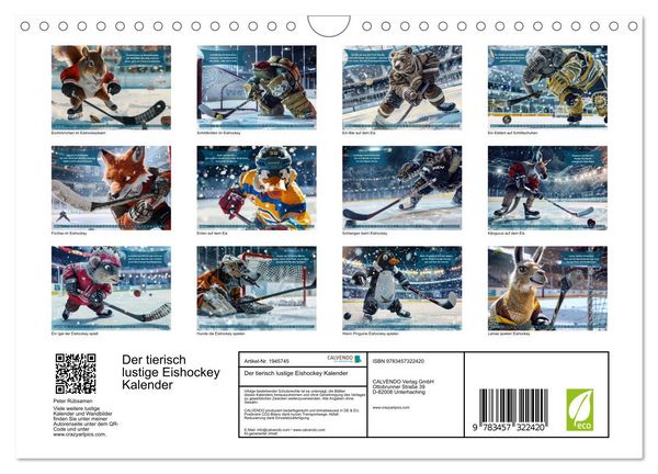 Produktbild: Der tierisch lustige Eishockey Kalender (Wandkalender 2026 DIN A4 quer), CALVENDO Monatskalender