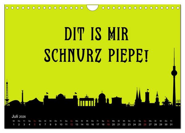 Produktbild: Berliner Mundart (Wandkalender 2026 DIN A4 quer), CALVENDO Monatskalender