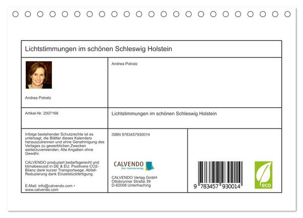 Produktbild: Lichtstimmungen im sch&ouml;nen Schleswig Holstein (Tischkalender 2026 DIN A5 quer), CALVENDO Monatskalender
