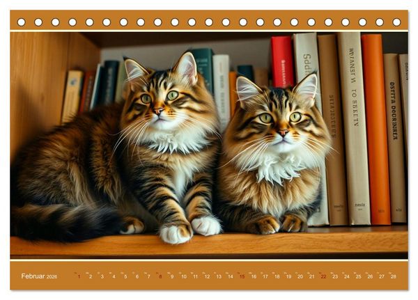 Produktbild: Maine Coon - Intelligent und verspielt (Tischkalender 2026 DIN A5 quer), CALVENDO Monatskalender