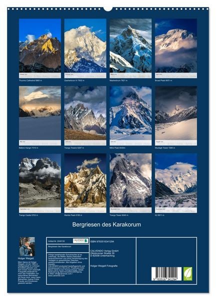 Produktbild: Bergriesen des Karakorum (hochwertiger Premium Wandkalender 2026 DIN A2 hoch), Kunstdruck in Hochglanz