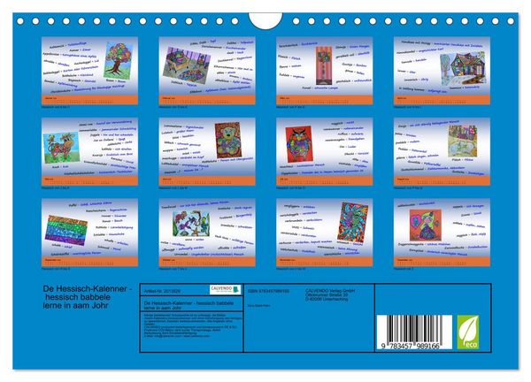 Produktbild: De Hessisch-Kalenner - hessisch babbele lerne in aam Johr (Wandkalender 2026 DIN A4 quer), CALVENDO Monatskalender