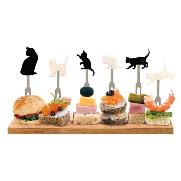 Legami Set mit 6 Aperitif-Gäbelchen - Meow - Kätzchen