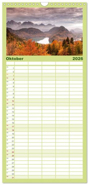 Produktbild: Familienplaner 2026 - Geheimnisvolle Alpen mit 5 Spalten (Wandkalender, 21 x 45 cm) CALVENDO