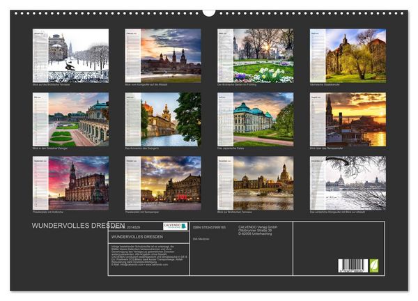 Produktbild: WUNDERVOLLES DRESDEN (Wandkalender 2026 DIN A2 quer), CALVENDO Monatskalender