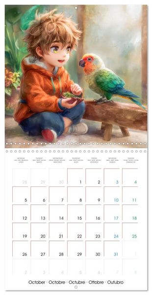 Produktbild: En famille ou entre amis - Inspir&eacute; du style Manga (Calendrier mural carr&eacute; 2026 30x30 cm) Calendrier double avec une page pour vos prises de notes